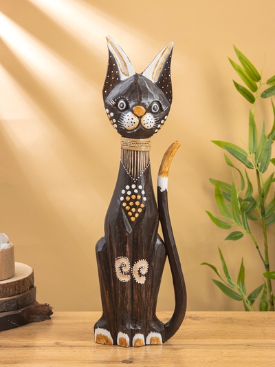 Сувенир «Кошка коричневая с узором», 7×17×50 см, дерево