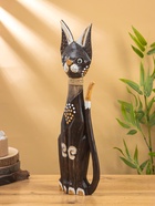Сувенир дерево "Кошка коричневая с узором" 7х17х50 см - фото 806914255