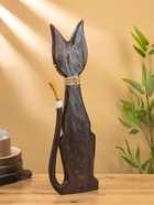 Сувенир дерево "Кошка коричневая с узором" 7х17х50 см - фото 809296062