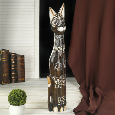 Сувенир «Кошка с пятнистой головой», 5.5×12×60 см, дерево