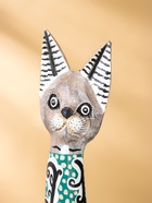 Сувенир «Серая кошка в полоску», 7×18×80 см, дерево - фото 57928473