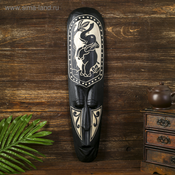 Маска настенная «Абориген со стоящим слоном», 3×12×50 см, дерево - Фото 1
