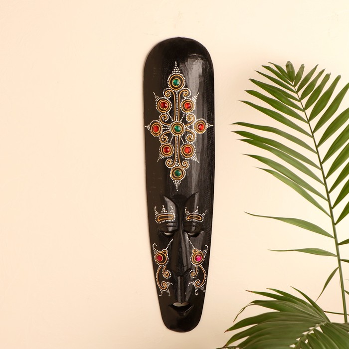 Маска настенная «Абориген чёрный со стразами», 3×12×50 см, дерево