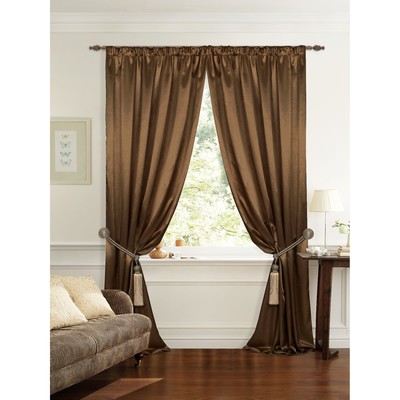 Штора портьерная 145х260 см, коричневый, шанзализе, пэ 100%