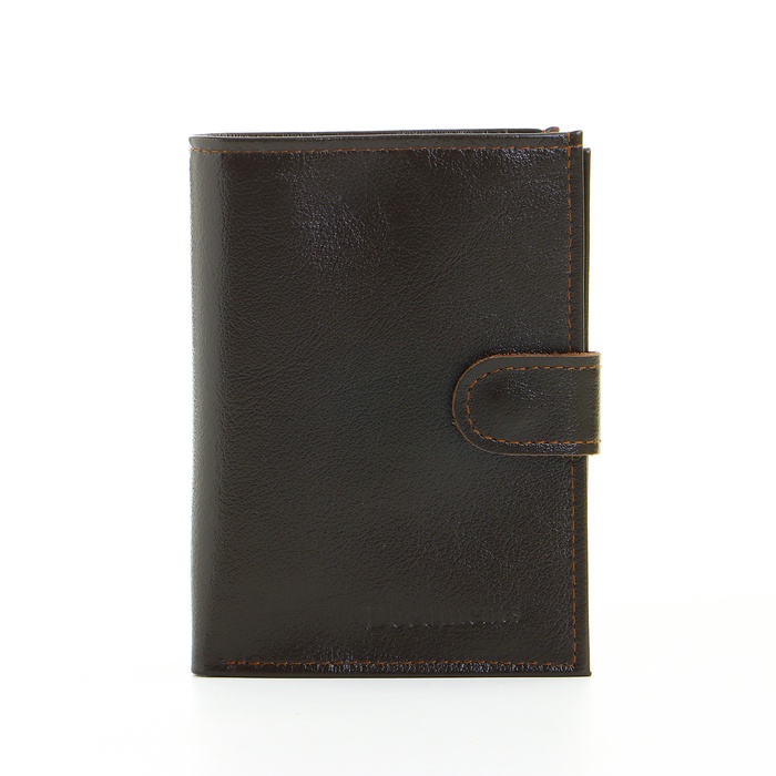 Обложка для документов 3 в 1: для автодокументов, паспорта, купюр на кнопке TEXTURA, цвет коричневый - Фото 1