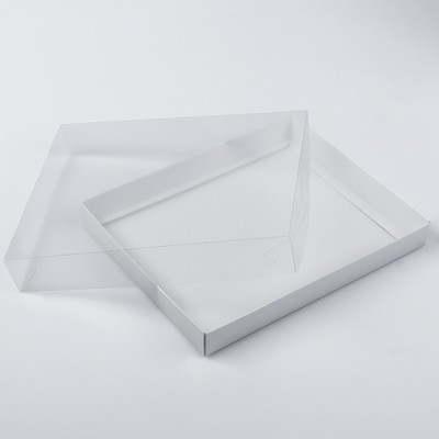 Коробка с прозрачной крышкой белая, 26×21×4 см