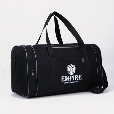 Сумка спортивная на молнии, 23 наружных кармана, длинный ремень, большой размер, чёрная