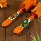 Сувенирный музыкальный инструмент дерево "Кастаньет с узором" 4x5x23 см - Фото 2