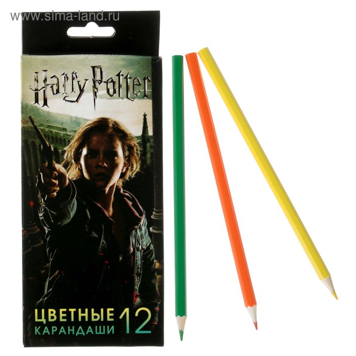Карандаши 12 цветов «Гарри Поттер», шестигранные, заточенные, европодвес - Фото 1