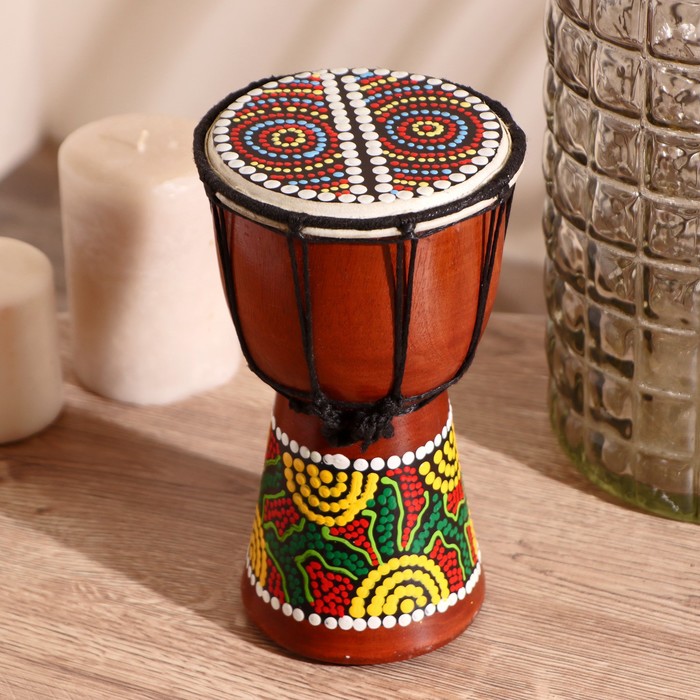 Сувенирный музыкальный инструмент «Барабан Джембе цветочный узор», 11×11×20 см, МИКС - Фото 1