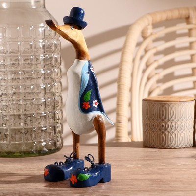 Сувенир «Утка в синем летнем костюме», 13×9×27 см, дерево