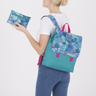 Рюкзак молодёжный, отдел на молнии, с косметичкой, цвет бирюзовый - Фото 2