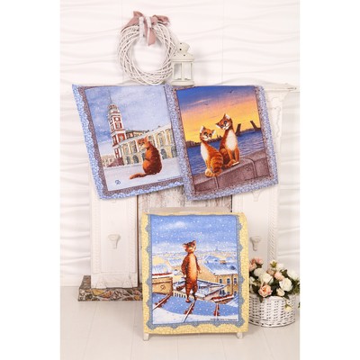 Полотенце Питерские коты 45х60см, рогожка 170г/м, хл100%