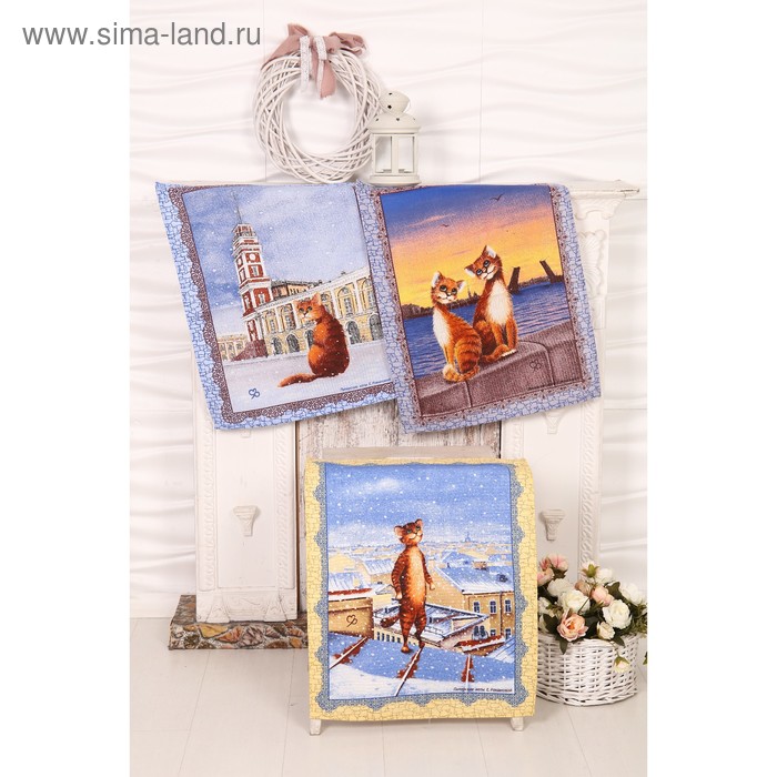 Полотенце Питерские коты 45х60см, рогожка 170г/м, хл100% - Фото 1