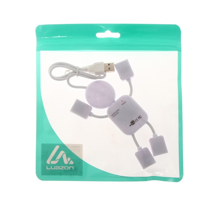 USB-разветвитель (HUB) LuazON SSV-011, 4 порта, USB 2.0, кабель 0.4 м, белый - фото 51315041