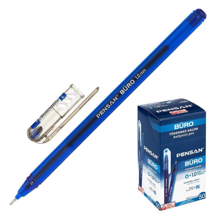 Ручка шариковая масляная Pensan Buro, узел-игла 1.0 мм, чернила синие - Фото 1