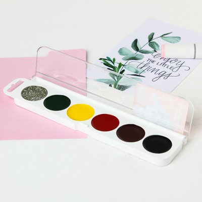 Акварель 5 цветов + 1 цвет с блёстками (серебро), «Смешарики», карамельная, без кисти