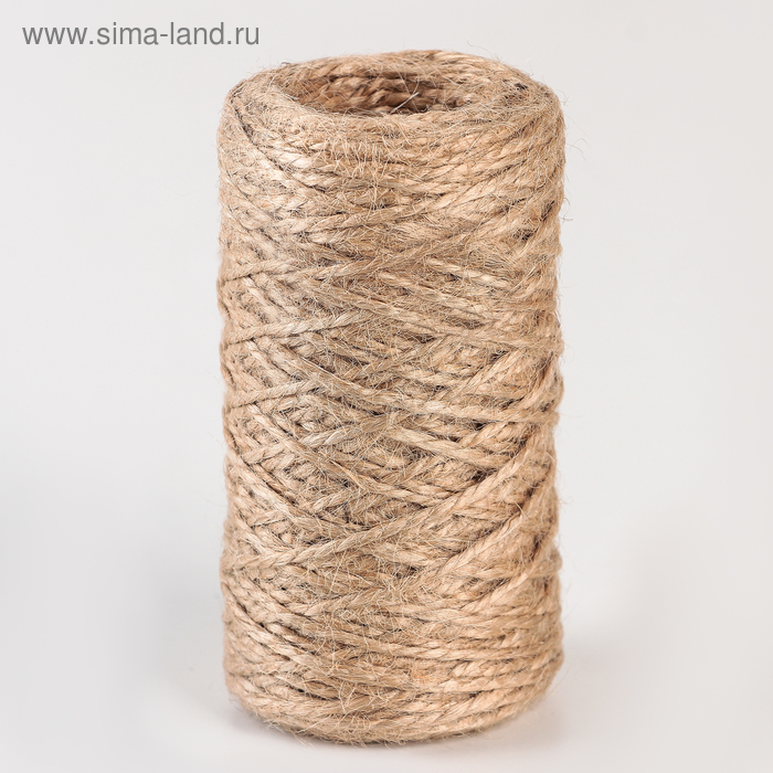 Шпагат джутовый d=1,5 мм, 60 м, скрученный, цвет натуральный - Фото 1