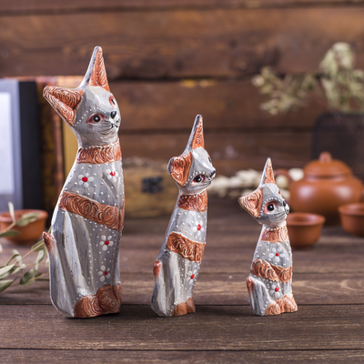 Сувенирный набор «Кошечки с полосками», h=20 см, h=17 см, h=15 см, дерево