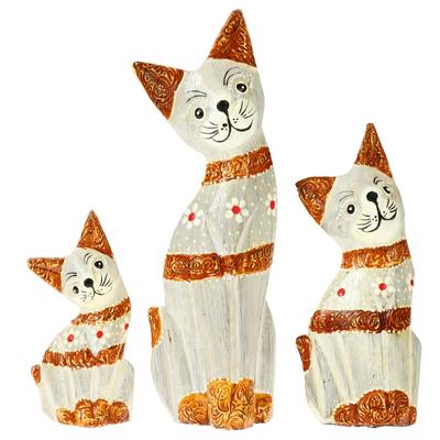 Сувенирный набор «Кошечки с полосками», h=20 см, h=17 см, h=15 см, дерево