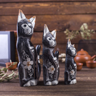Сувенирный набор дерево "Кошки коричневые" (15,20,25) 15х8х25 см 4165824 - фото 16531974