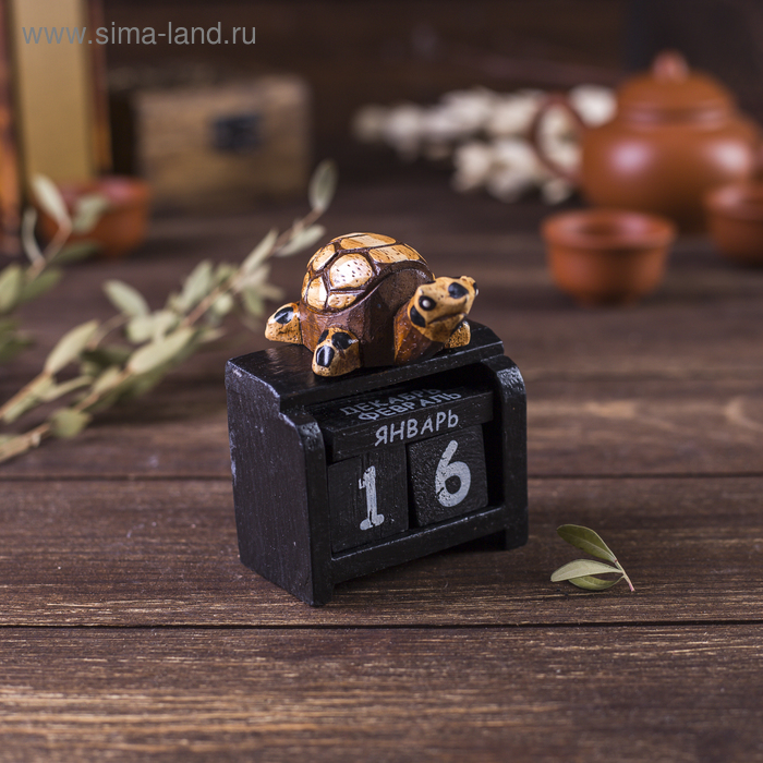 Вечный календарь настольный «Черепашка», 6.5×7×9 см, дерево - Фото 1