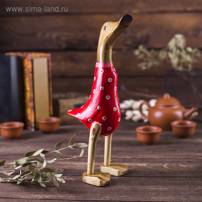 Сувенир «Утка красный костюмчик в точку», 12×10×25 см, дерево