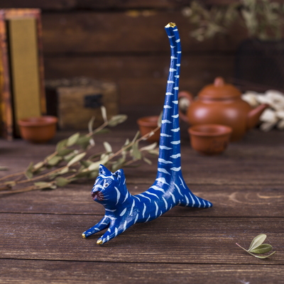 Сувенир «Кошка синяя под кольца», 13×3×14 см, дерево