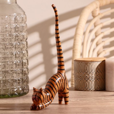 Сувенир «Кошка полосатая под кольца», 12×4×25 см, дерево