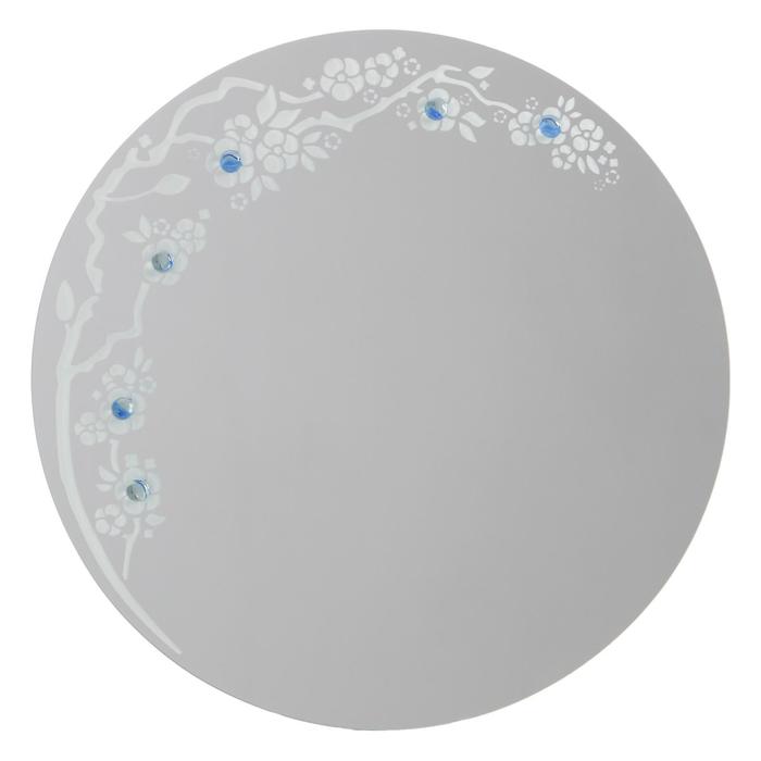 Зеркало «Сакура», с пескоструйной графикой и фьюзингом, настенное, D=60 см - фото 1907003551