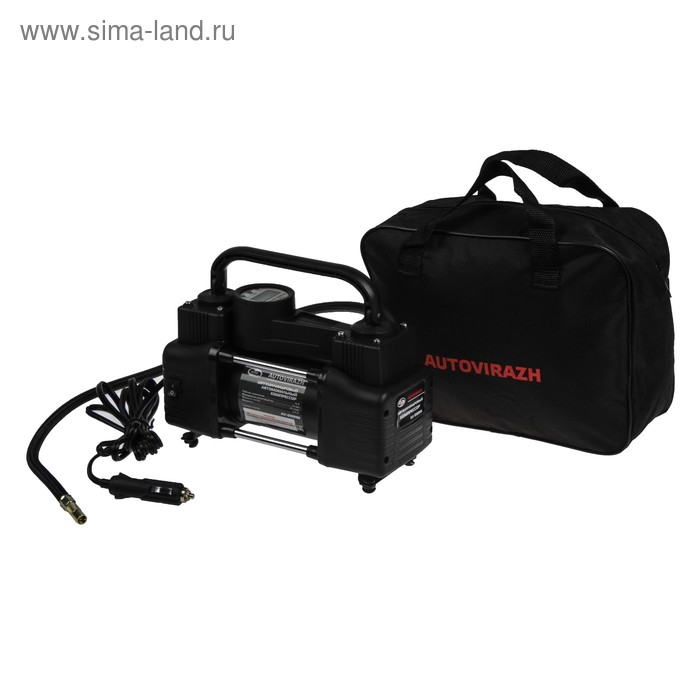 Компрессор автомобильный, двухцилиндровый AUTOVIRAZH 95 л/мин с цифровым манометром AV-010999
