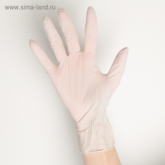 Перчатки нитриловые неопудренные White Atlas, размер M, 100 шт/уп, цвет белый, цена за 1 шт. - Фото 1