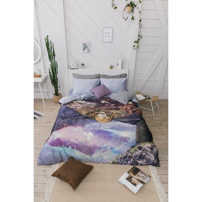 Постельное бельё "Этель" дуэт Горный пейзаж 143х215 см - 2 шт, 260х240 см, 50х70 см - 2 шт, мако-сатин