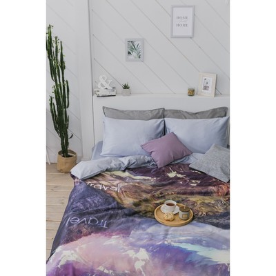 Постельное бельё "Этель" дуэт Горный пейзаж 143х215 см - 2 шт, 260х240 см, 50х70 см - 2 шт, мако-сатин