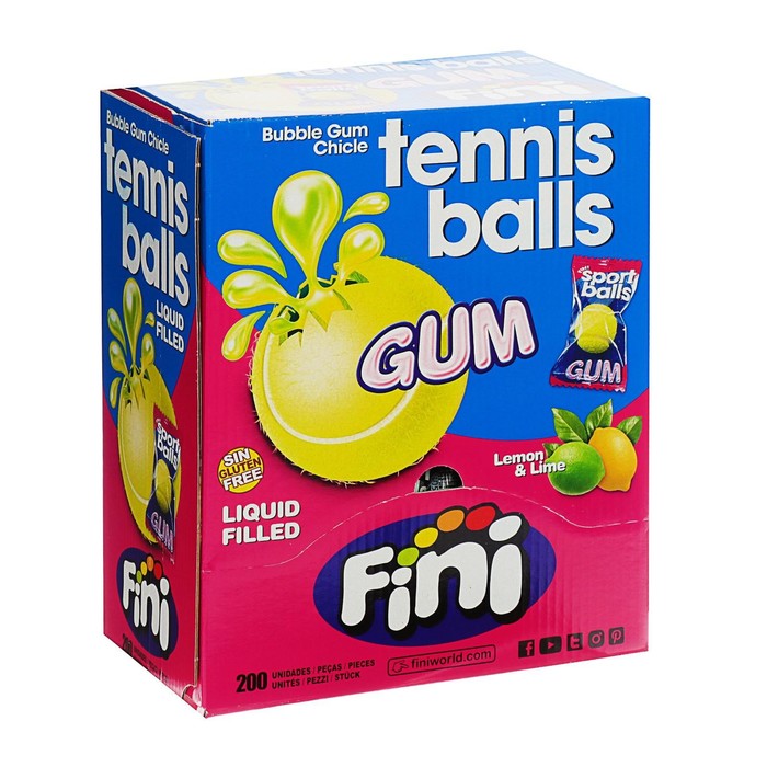 Жевательная резинка TENNIS BALLS с начинкой лимон-лайм, 5 г - Фото 1