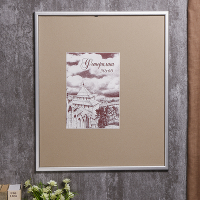 Фоторамка для фото 50×60 см Samoa, сосна, (пластиковый экран), серебро