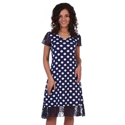 Платье женское в горох "Джей Ло" цвет синий, р-р 44