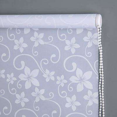 Штора рулонная 90х160 см "Бернаут. Цветы", плотность 115 г/м2, цвет белый