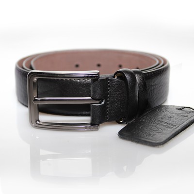 Ремень брючный, цвет чёрный, кожа оленя