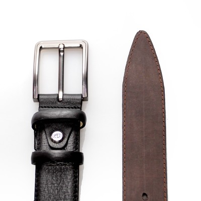 Ремень брючный, цвет чёрный, кожа оленя