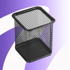 Стакан для ручек, квадратный, металлическая сетка, чёрный - Фото 4