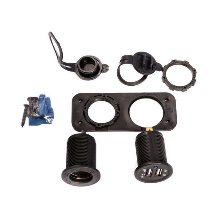 Панель прикуривателя Skipper PN181SL1USB, пластик черный, -15АА, 12V - Фото 1