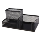 Подставка для канцелярских мелочей 3 отделения, сетка, черная - Фото 3