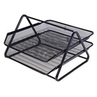 Лоток для бумаг горизонтальный, металлическая сетка, 2 отделения, чёрный - Фото 2