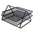 Лоток для бумаг горизонтальный, металлическая сетка, 2 отделения, чёрный - Фото 4