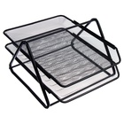 Лоток для бумаг горизонтальный, металлическая сетка, 2 отделения, чёрный 548731 - фото 7479103