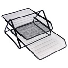 Лоток для бумаг горизонтальный, металлическая сетка, 2 отделения, чёрный - Фото 6