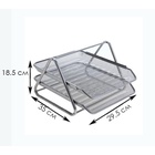 Лоток для бумаг горизонтальный, металлическая сетка, 2 отделения, серый - Фото 3