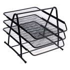 Лоток для бумаг горизонтальный, металлическая сетка, 3 отделения, чёрный - Фото 5