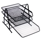 Лоток для бумаг горизонтальный, металлическая сетка, 3 отделения, чёрный - Фото 6